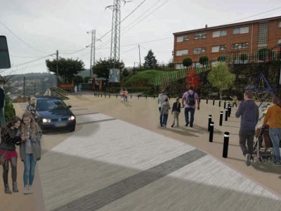 Padres y vecinos de Domaio piden al Concello que habilite un parking detrás del pabellón como condición para aceptar el Camino Escolar