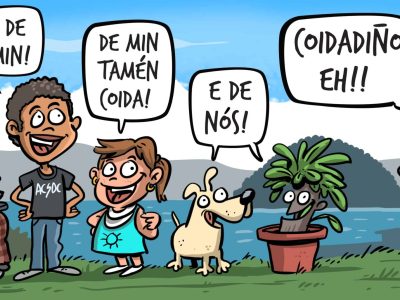 El jueves se repartirán tazas en la Plaza con la viñeta de Luis Davila diseñada para el Día de la Mujer