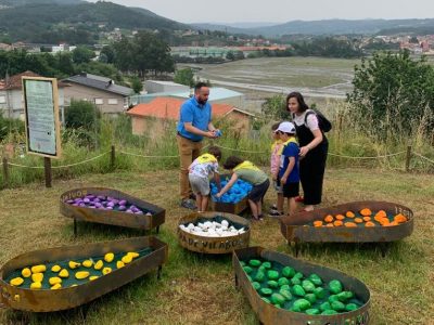Escolares do CRA de Vilaboa deseñan e instalan unha Flor da Paz nas Salinas