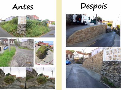 A reposición dun muro na Bouza Vella, O Hío, mellora a circulación do tráfico e a seguridade dos peóns