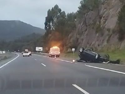 Un herido en un accidente en la autovía a la altura de Moaña