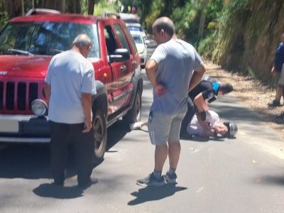 Un motorista, herido grave en la Choupana