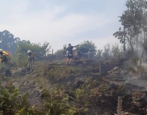 Un incendio forestal en Barra moviliza un amplio dispositivo ante el riesgo de propagación de las llamas