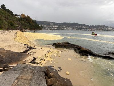 El vertido de Vigo tiñe de aceite la playa de A Borna