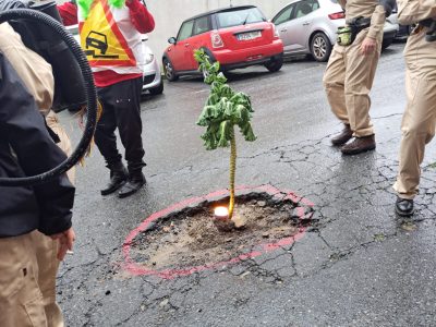 Los vecinos de A Pedra Alta siembran berzas en los socavones