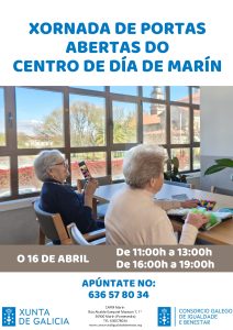 O Centro de Atención a Persoas Maiores de Marín realizará unha xornada de portas abertas ao público o xoves 16 de abril de 2026