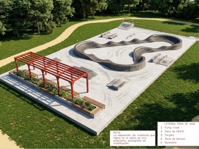 Pump track, skate e zona de lecer: así será a nova área verde e recreativa na Barriada Virxe do Carme