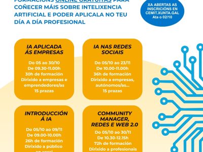 Marín abre a inscrición en catro formacións en liña e gratuítas sobre intelixencia artificial e comunicación dixital